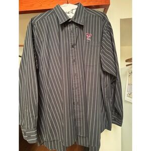 Antigua Texas Tech Mens XL Button Down Shirt Pinstripe Grey Long Sleeve NCAA